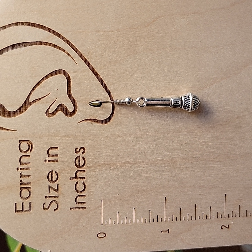π₯LAST PAIRπ₯ Microphone Charm Drop Earrings - Picture 3 of 4